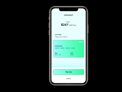 Daily UI - Day 2 - Checkout blue card checkout clean gradient green inter minimal pay ui