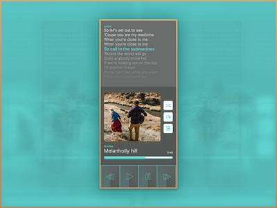 Daily UI - Day 9 - Music Player App app art blue daily ui dark dark app grey lyrics mobile mobile app mobile app design mobile design mobile ui music music app play player ui uidesign