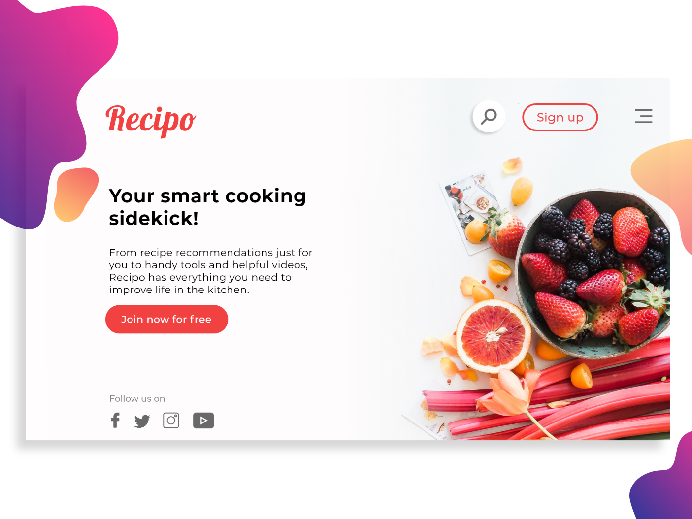 Recipe Website Landing Page by Disha S on Dribbble