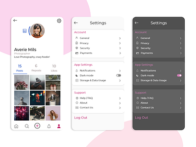 Profile Settings - DailyUI 007 adobe xd app app design appdesign autoanimate daily ui dailyui dailyui 007 dailyuichallenge design design inspiration illustration inspiration ui uidesign uiux user settings ux