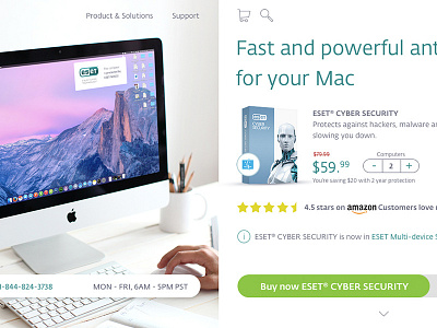 Product page redesign antivirus clean eset light mac product ui web white