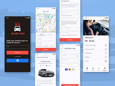 SHARE RIDE Mobile Ui Concept