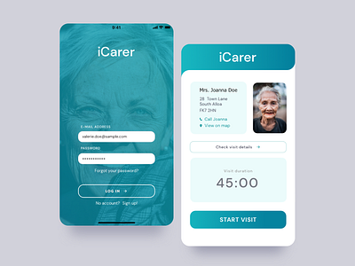 iCarer mobile app app carer design medical mobile ui ux