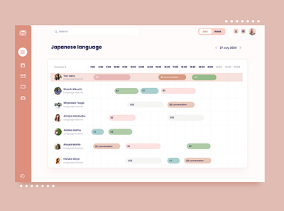 Language lessons manager dashboard design learning schedule teachers ui uiux ux