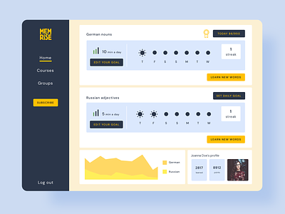 Memrise redesign blue dashboard design learning learning platform redesign redesign concept ui uiux ux