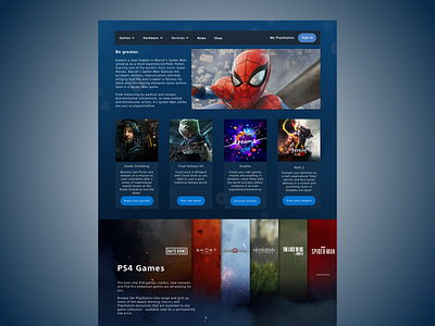 Sony PlayStation - redesign concept branding console dashboard design games gaming marvel playstation sony spiderman ui uiux