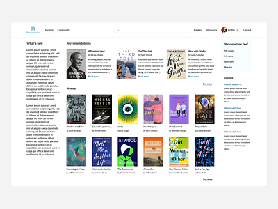 Website for book lovers - redesign concept books bookshelf design light reading reading app reading book redesign redesign concept ui uiux ux webdesign