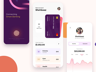 Banking and Finance Mobile App banking banking app card clean color design illustration ios mobile typography ui ux
