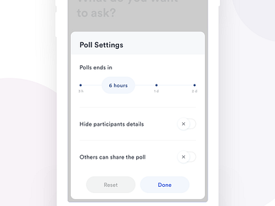 Poll Settings clean design minimal poll setting sketch app timer ui user interface ux
