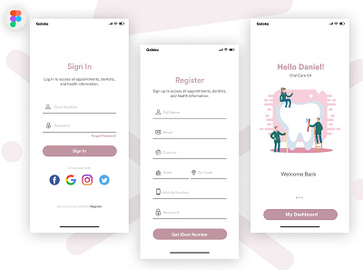 Sign In, Register, and Onboarding Screen app design design illustration mobile app mobile app design product design ui ux