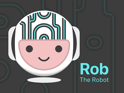 Rob The Robot branding cute cutting-edge cyan design face illustration kawaii logo neurons robot technology