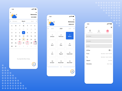 Calendar App calendar task manager ui ux weather app