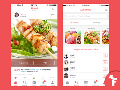 Recipe Sharing Social App android app chef clean food iphone logo menu photo recipe red social