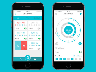 Medical Task Management & Reminder App android app calendar development health icon iphone medical task timer ui ux design