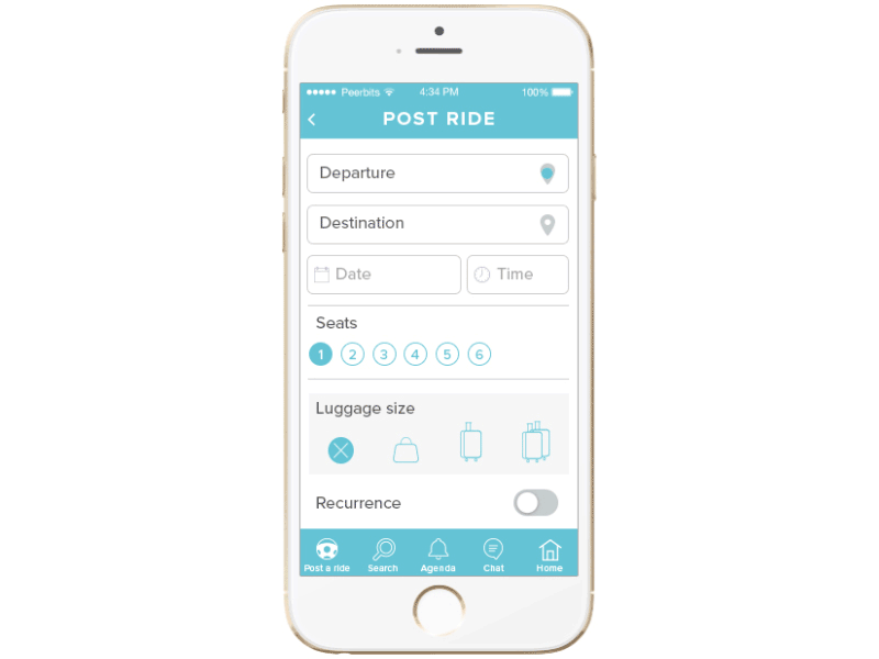 Ride Sharing Screen Design
