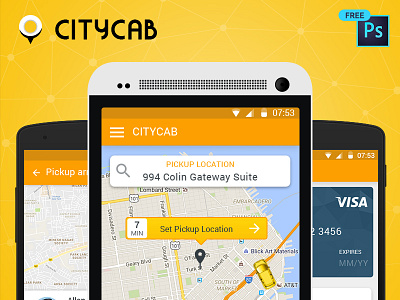 Download Free UI PSD for Uber like Taxi Mobile App