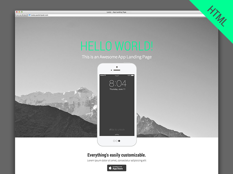 Landy - HTML Template app landing page template html css3 flat mobile responsive design iphone