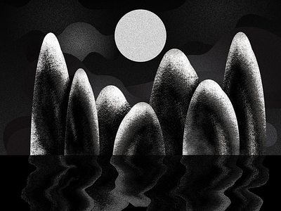 Moonlight art artist black and white design designer digital art digital illustration graphic art illustrate illustration illustration art illustration artist illustrator nature night picture book reflection studio texture trend