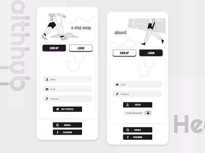 Healthhub - Login | Signup app appdesign concept health health app login login design login screen medical app medical design minimal mobile app news signup ui uidesign uiux ux uxdesign
