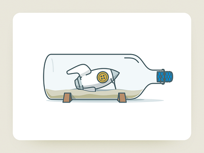 Space ship in the bottle flat icon illustration sketch