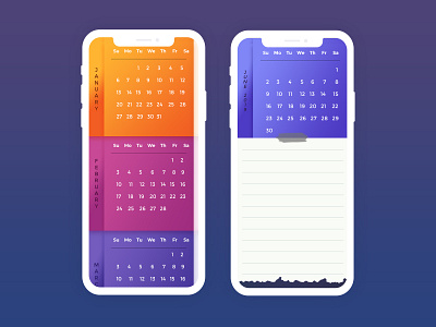 Simple Calendar App calendar app gradient mobile app ui app uix