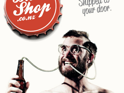 Brewshop.co.nz mag ad ad beer black logo print red