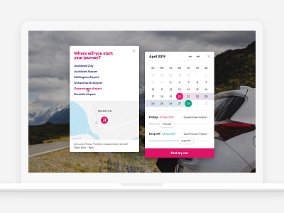 GO Rentals itinerary controls booking calendar car datepicker itinerary location new zealand rental responsive web