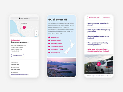 GO Rentals website mobile views 3 booking car map new zealand rental responsive tourism travel vehicle web