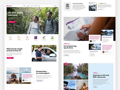 GO Rentals website homepage rhythm booking car grid new zealand rental responsive tourism travel vehicle web