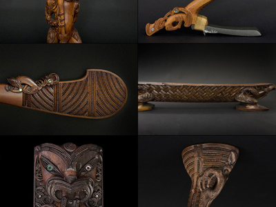 Ahua Product Catalogue art black carving ecommerce gray grid maori minimal product red shop web