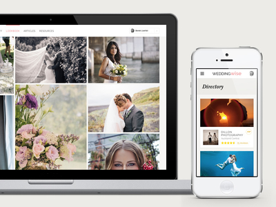 The new WeddingWise app directory gallery grid image light mobile rating responsive simple web wedding