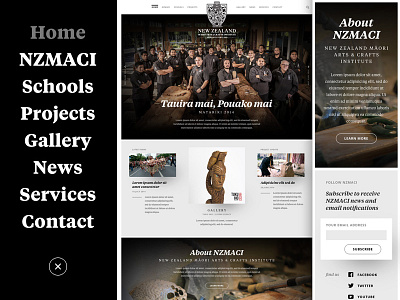 NZMACI responsive homepage art black craft education gallery image maori responsive serif typography web white