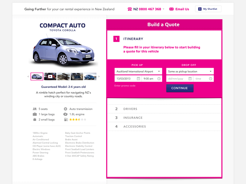 Go Rentals vehicle quote update by Benek Lisefski on Dribbble