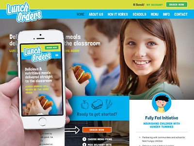 Lunch Orders blue ecommerce food green kids lunch mobile order responsive web