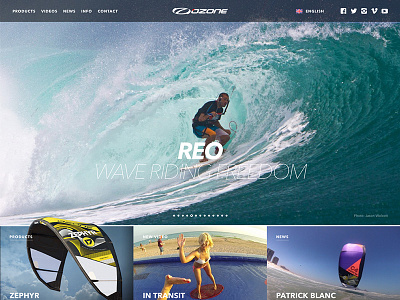 Ozone Kitesurfing is live! black hero image kite responsive surf video web white