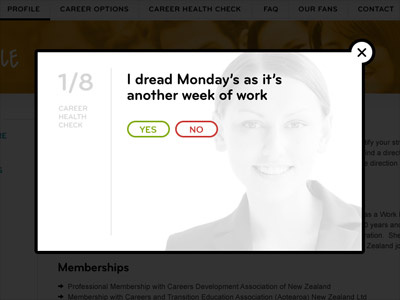 Career wizard modal box