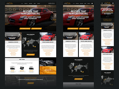 Final Touch responsive homepage auto black car card dark grey grid mobile orange responsive tablet web