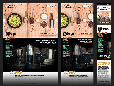 Clever Brewing responsive homepage beer brew brewing ecommerce funky mobile product responsive shop tablet web