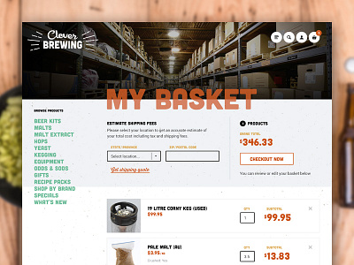 Clever Brewing cart adjustments beer brew brewing cart checkout ecommerce funky product responsive shop web