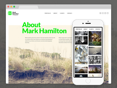 Mark Hamilton Photography complete designs 1 black gallery green grid minimal new zealand photo photography portfolio responsive web white