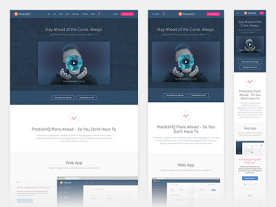 PredictHQ responsive homepage app blue event grid interface pink responsive video web white