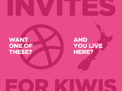 Invites for Kiwis (seriously, you have to live in NZ) auckland draft dribbble invite invites kiwi new zealand pink prospect wellington