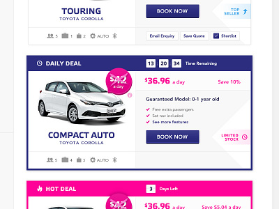 Go Rentals conversion triggers - final design auckland booking car deal hire new zealand pink rental responsive sale web