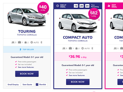 Go Rentals vehicle grid quoted auckland booking car deal hire new zealand pink price rental responsive sale web