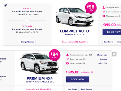 Go Rentals shortlist auckland booking car deal hire new zealand pink price rental responsive web