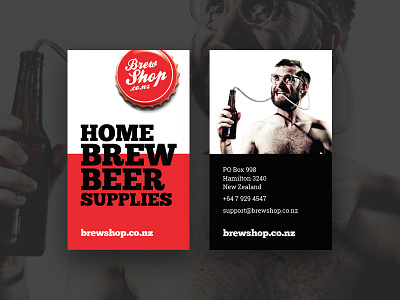 Brewshop biz cards beer black bold brew brewing business card print red shop stationery white