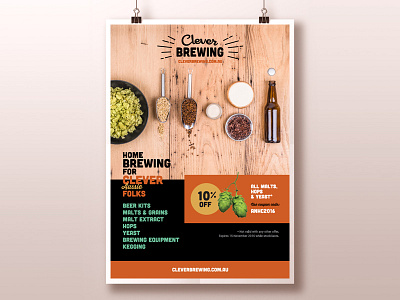 Clever Brewing event sponsor flyer advertisement australia beer brew discount ecommerce flyer home brewing poster print shop supply