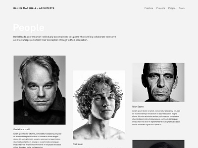 DMA people page draft architect architecture auckland grid image minimal monochrome new zealand responsive web