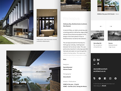 DMA project detail responsive II architect architecture auckland broken grid grid image layout minimal new zealand portfolio responsive web