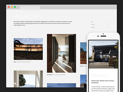 DMA responsive design architect architecture auckland broken grid grid image layout minimal new zealand portfolio responsive web